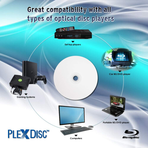 PlexDisc Υδατοαπωθητικός Λευκός Inkjet Εκτυπώσιμος BD-R 6x 25GB Blu-ray, 25 Δισκοι 2