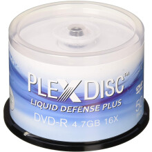 PlexDisc DVD-R 16x 4,7 GB bianco lucido resistente all'acqua stampabile a getto d'inchiostro, mandrino da 50 dischi