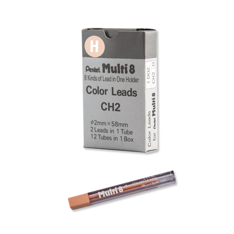 Pentel Arts 8 Colour Pencil Lead Refill  Peach  24 Pieces of Lead (CH2-H)
