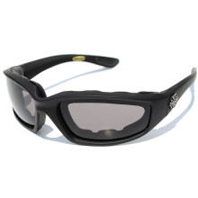 Chopper Night Driving Riding Gepolsterte Motorradbrille 011 Schwarzer Rahmen mit gelben Glsern (Schwarz - Rauchglas) Medium