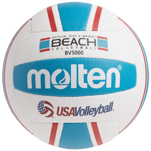 Molten Elite Beach Volleyball, Κόκκινο/Μπλε, Ραμμένο Χέρι, Εξωτερική Χρήση, 1 Χρόνος Εγγύηση