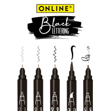 Online Black Lettering Set | 5 Black fineliner pens | Made in Austria