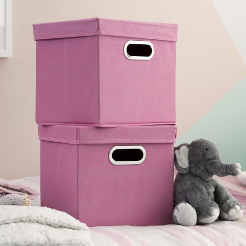 Household Essentials Cube Set with Lids, Pink, 2-Pack 1