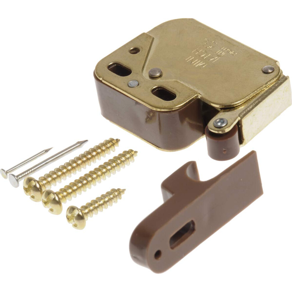 The Hillman Group 59280 Polished Brass Mini-Latch With Catch 2-Pack 008236635966