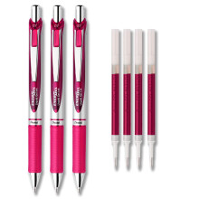 Pentel EnerGel Deluxe RTX nestem  inen geelikyn  setti, 3 kpl, 4 t  ytt  pakkausta (0,7 mm) (vaaleanpunainen)