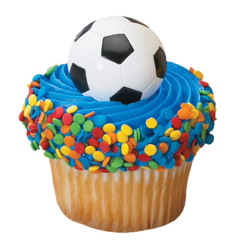 Lot De 12 Anneaux Cupcakes Decopac En Forme De Ballon De Football 3D-image