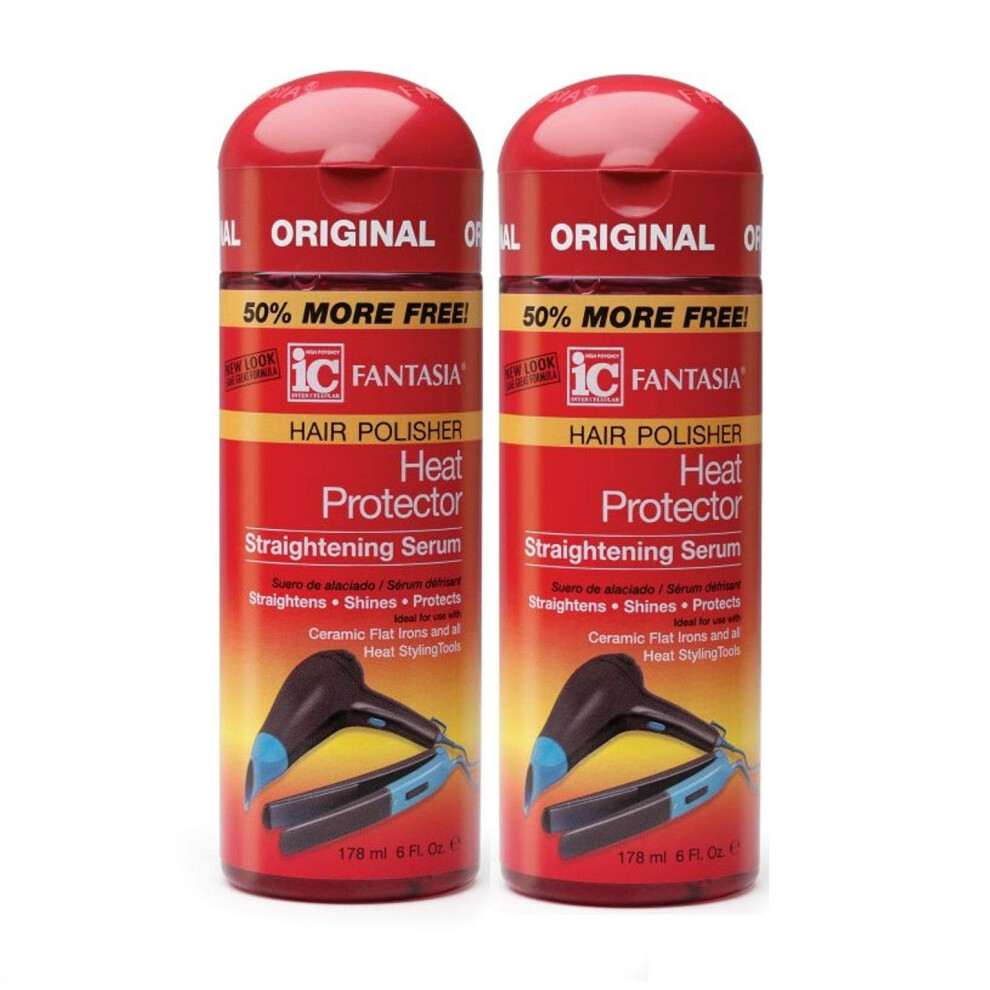 Fantasia High Potency Ic Heat Protector Straightening Serum Hair Polisher 6 Oz (Pack Of 2)