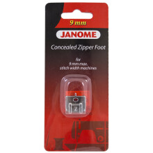 Pied pour fermeture glissi re dissimul e Janome pour machines de 9 mm