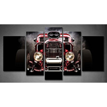 5 Pieces Retro Car Wall Art with Painting The Picture Vintage Motorcyc