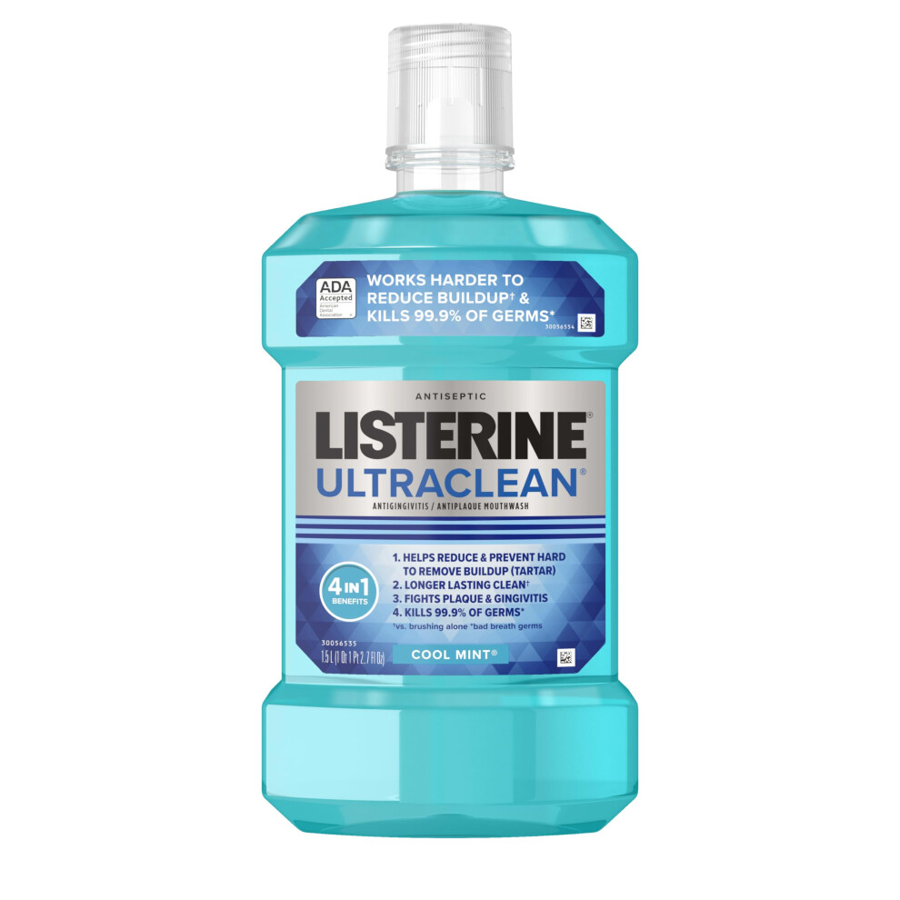 Listerine Ultraclean Oral Care Antiseptic Mouthwash  Everfresh Technology to Help Fight Bad Breath  Gingivitis  Plaque & Tartar  ADA-Accepted Tartar C