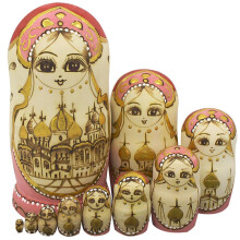 Winterworm Aranyos, kzzel ksztett fa hagyomnyos orosz lny Moszkvban Kreml hagyomnyos orosz fszkelo babk Matryoshka babk 10 darab gyerek