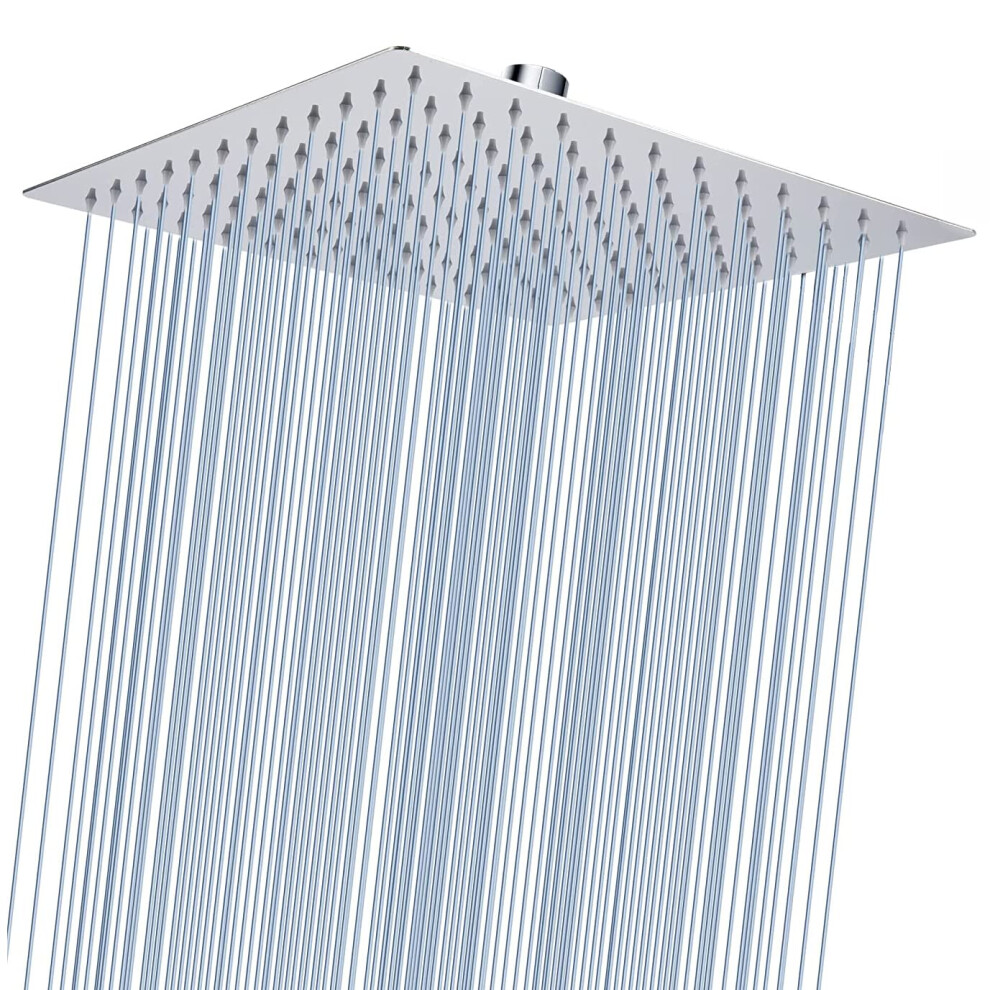 12 Inch Ultra Thin Rainfall Shower Head Rain Shower Head Showerhead, Chrome #304 Stainless Steel 798167980173