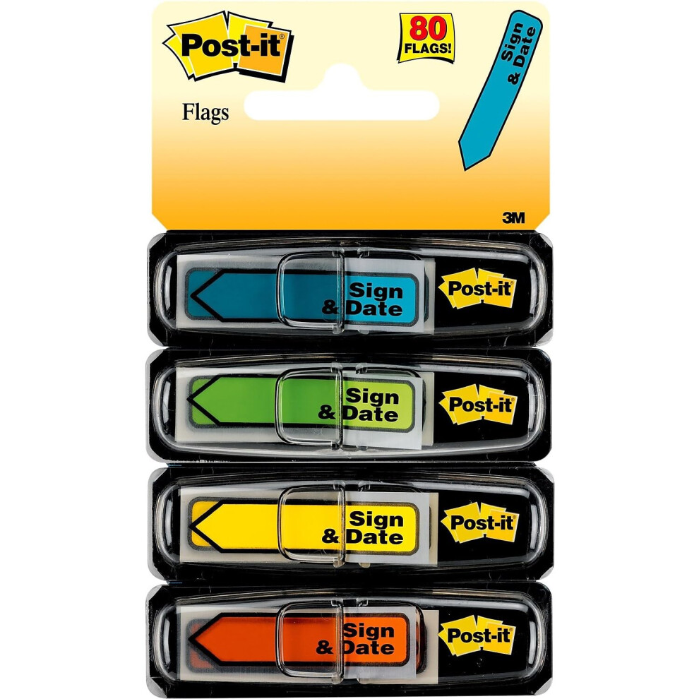 Photos - Other Office Equipment Post-it 'Sign and Date' Message Flags 0.47-inch Wide Assorted Colors 80 Flags/Pack 684SD (684-SD)