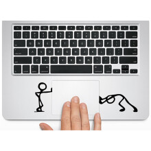 Cartone animato carino - Silhouette che spinge e sta in piedi - MacBook Trackpad-Laptop.G1-A24