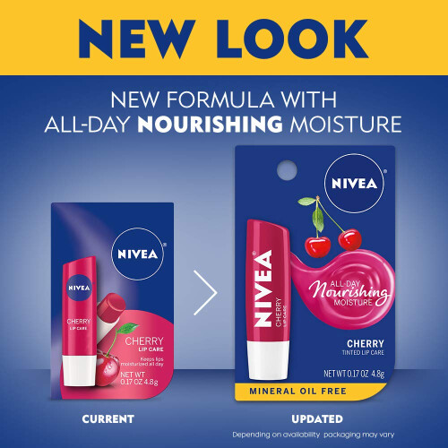 NIVEA NIVEA Cherry Lip Care - Κόκκινη Απόχρωση για Όμορφα, Ενυδατωμένα Χείλη - 4.8 g (Συσκευασία 6 τμχ) 1