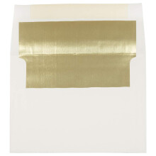 JAM PAPER A7 Foil Lined Invitation Envelopes - 5 1/4 x 7 1/4 - Ecru with Gold Foil - 50/Pack