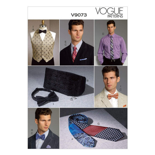 Vogue Patterns V9073 Ανδρικό Γιλέκο, Cummerbund, Μαντήλι και Κοστούμια Ράψιμο