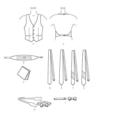Vogue Patterns V9073 Ανδρικό Γιλέκο, Cummerbund, Μαντήλι και Κοστούμια Ράψιμο 2
