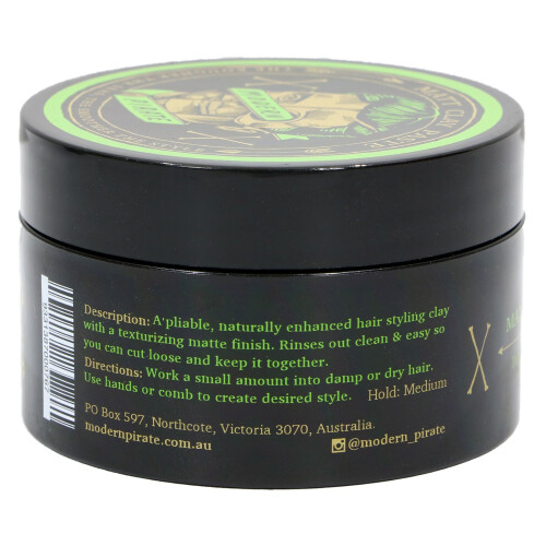 MODERN PIRATE Πάστα Μαλλιών Matte Clay Medium Hold 3.2 oz 2