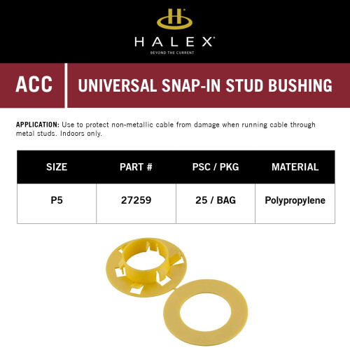 Halex - Universal Snap n Bushing - 27259 - 25 pe pachet - listat UL ?i CSA 1