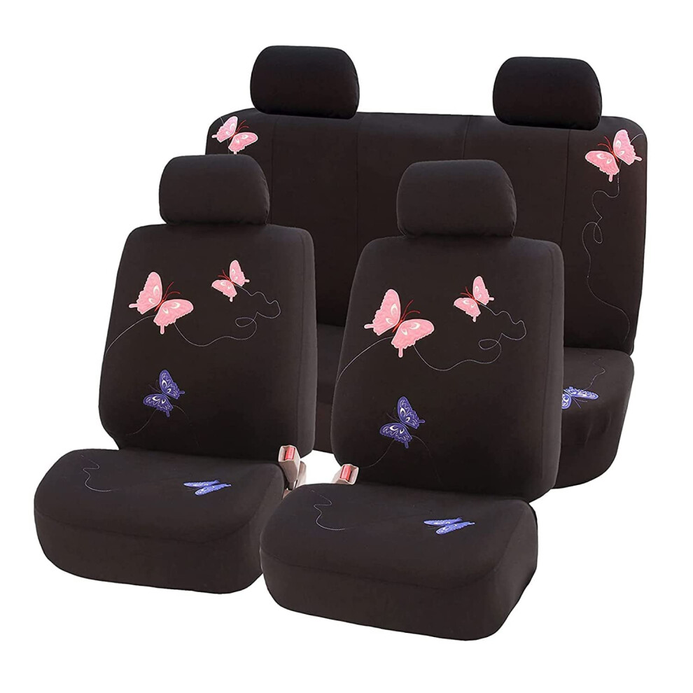 Fh Group Car Seat Covers Full Set Butterfly Cloth - Universal Fit Auto 785422715779