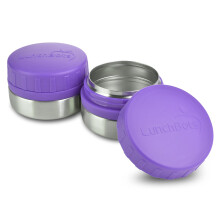 LunchBots Rounds Leak Proof 4 oz. Stainless Snack Container Jar Set of 2 Purple Lids