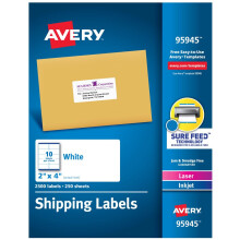 Etiquetas de env   o imprimibles Avery con Sure Feed de 2"" x 4"" blancas 2 50