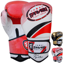 Farabi Pro Fighter Boxningshandskar Sparring Gymväska Slagkuddar (Röd/Vit, 14Oz)