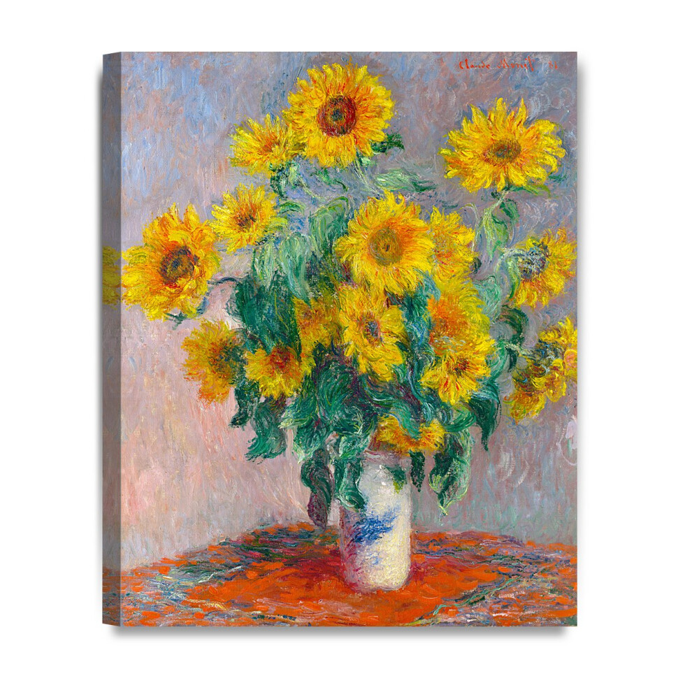 DECORARTS Monet Tournesols Reproduction d'art de Claude Monet. Impressions sur toile gicl   e Art mural pour la d   coration int   rieure 20x16