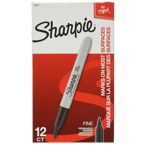 Sharpie SHARPIE Μόνιμος Μαρκαδόρος, Λεπτή Μύτη, Μαύρος (30101) (12 Μαρκαδόροι)