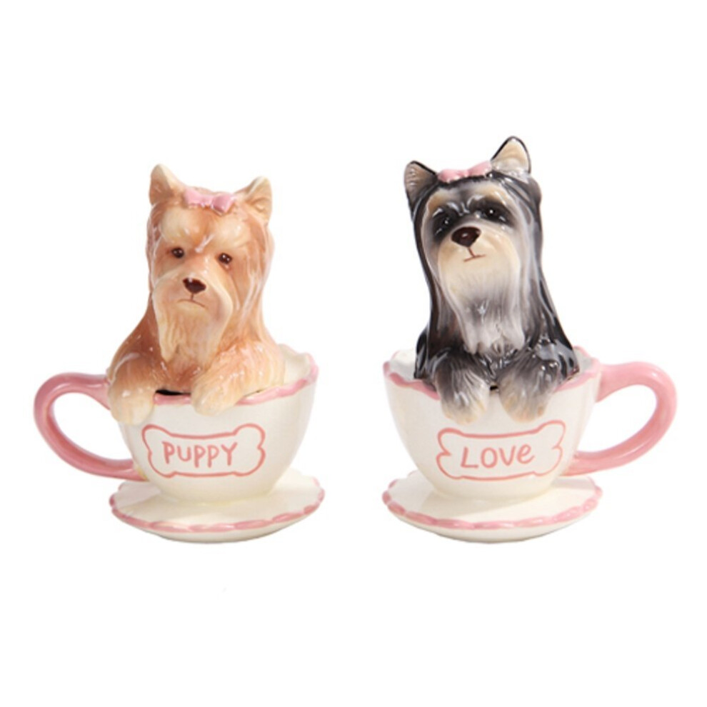 Pacific Trading Yorkie Dans Une Tasse Th Yorkshire Terriers Sel Et Poivre S-image