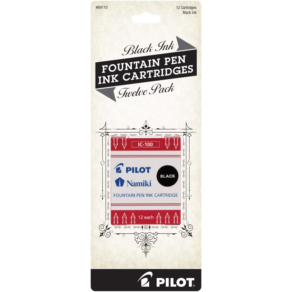 Pilot Namiki Ic100 Fountain Pen Ink Cartridges 12-Pack (69110) Black