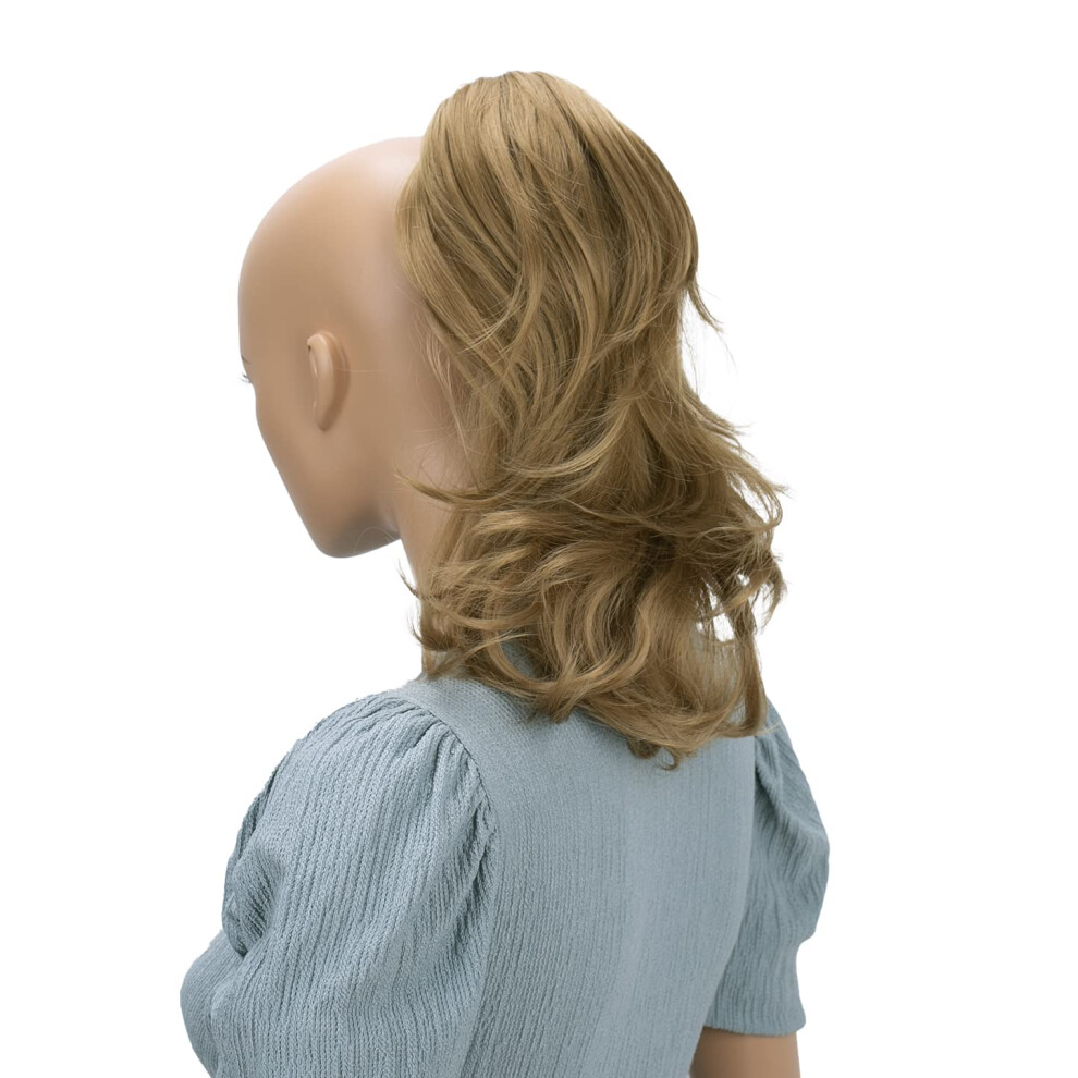 Caisha Unisex Not,Specified 14"" Wavy Clip On Ponytail With Butterfly Clip Hairpiece Heat-Resistant Synthetic Fibres Dark Blonde H105