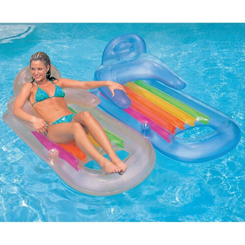 Intex Intex King Kool Inflatable Lounge Blue & Pearlescent Silver Gift Set Bundle - 2 Pack, 63"" X 33.5""
