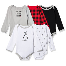Hudson Baby Unisex vauvan puuvillaiset pitk hihaiset bodyt, pingviini, 0-3 kuukautta, US
