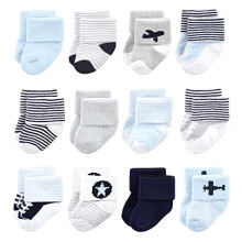 Calcetines de rizo unisex para beb?s reci?n nacidos y beb?s Luvable Friends, tama?o avi?n 6