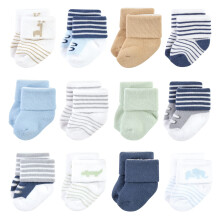 Luvable Friends Calzini in spugna unisex per neonati e bambini Safari 6-12 mesi