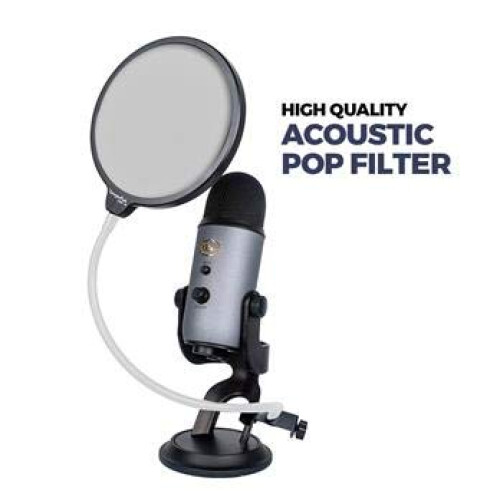 Dragonpad USA 6"""" Microfono Studio Pop Filter con Morsetto - Nero/Bianco 1