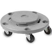 Janico 1040 Mlleimer-Transportwagen  robuste, verschraubte Rollen, rund, grau, passend fr 20, 32, 44, 55 Gallonen-Behlter