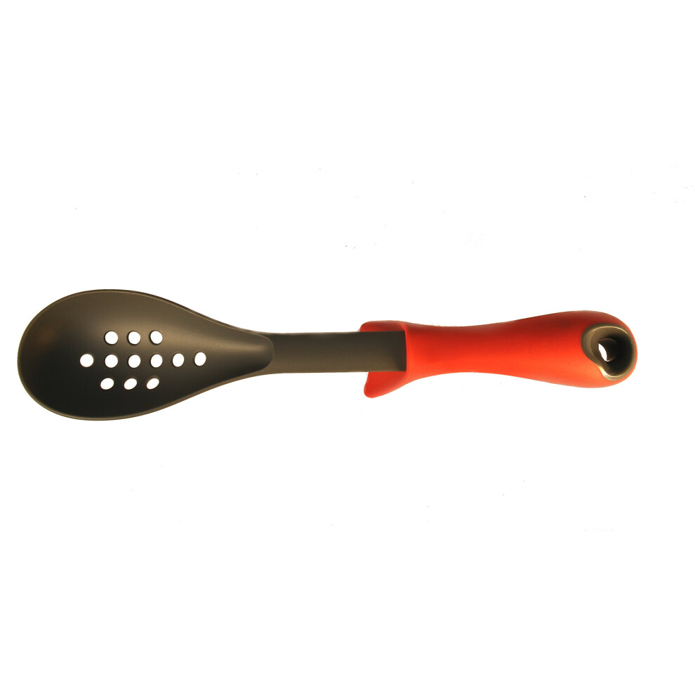 Ustensiles de cuisine professionnels antiadh   sifs Uniware avec poign   e lest   e et repose-outils int   gr   s (cuill   re     fentes, rouge)