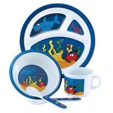 Sob o mar Conjunto de refei      es de melamina infantil de 5 pe   as