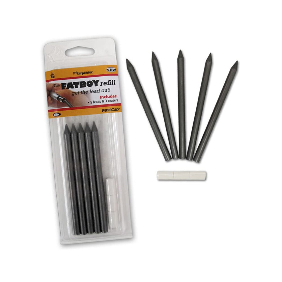 FastCap Fatboy Refill met 5 vervangende stiften en 3 gummen - Perfect voor architectuurbenodigdheden en bouwgereedschap voor woningverbetering