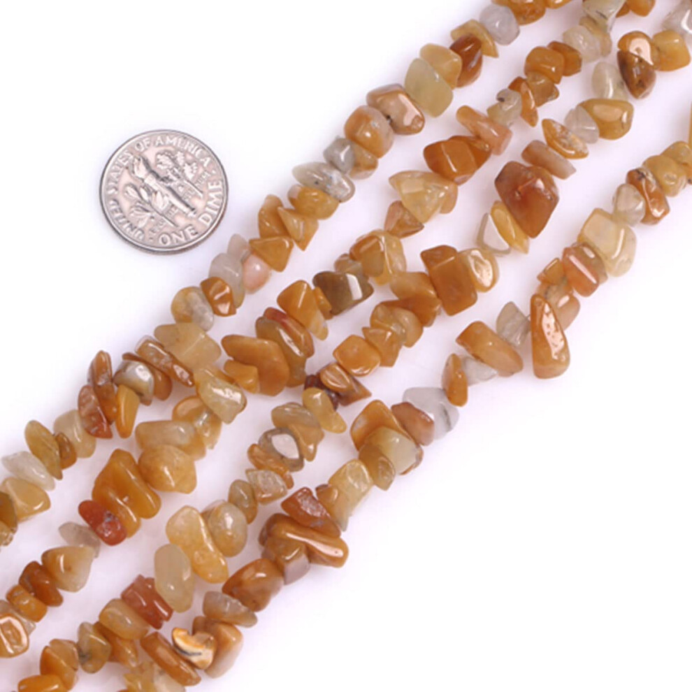 6-8Mm Gele Jade Grind Edelsteen Chips Natuursteen Losse Kralen Voor Het Maken Van Sieraden Vrije Vorm 34"" Joe Foreman-image