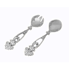 Arthur Court Designs Aluminum Fleur-De-Lis Salad Serving Spoon and Salad Serving Fork Salad Servers Set 10.5 inch Long