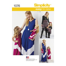 Simplicity 1076 Flicka, 18'' Dockas och Dam Maxi Klänning Sömnadsmönster, Storlekar 3-8 och XS-XL