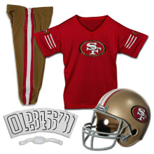 Franklin Sports San Francisco 49ers Kids Football Uniform Set - NFL Youth Football Costume for Boys & Girls - Set Includes Helmet, Jersey & Pants - La