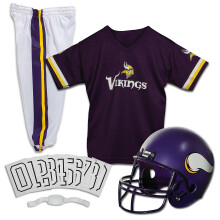 Franklin Sports Minnesota Vikings Barnfotbollskläder - NFL Barnkostym med Hjälm, Tröja & Byxor - Storlek L