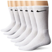 NIKE Unisex Performance Cushion Crew Socks with Band (6 Pairs) White/