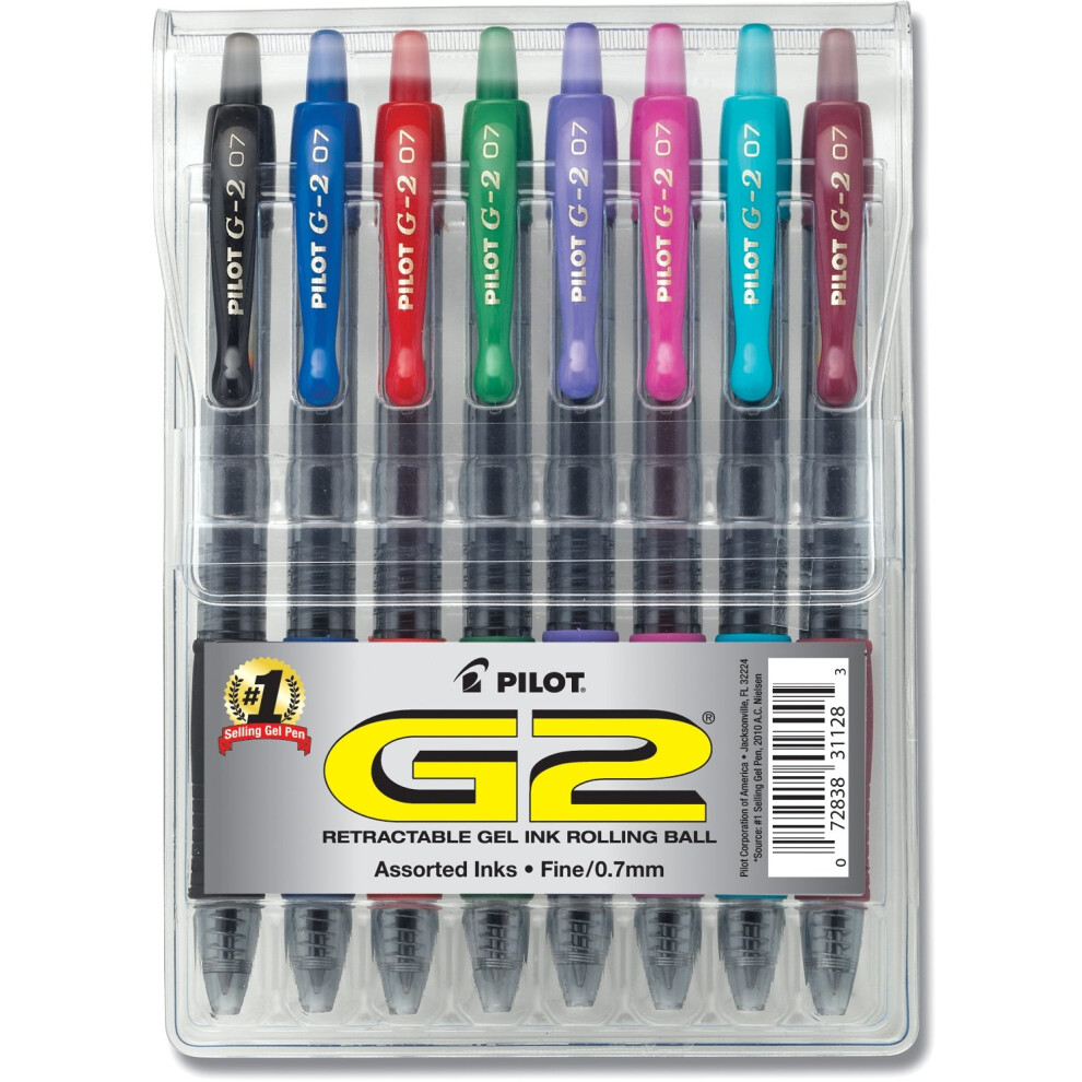 Pilot G2 Premium Refillable And Retractable Rolling Ball Gel Pens Fine Point Assorted Color Inks 8Pack 31128