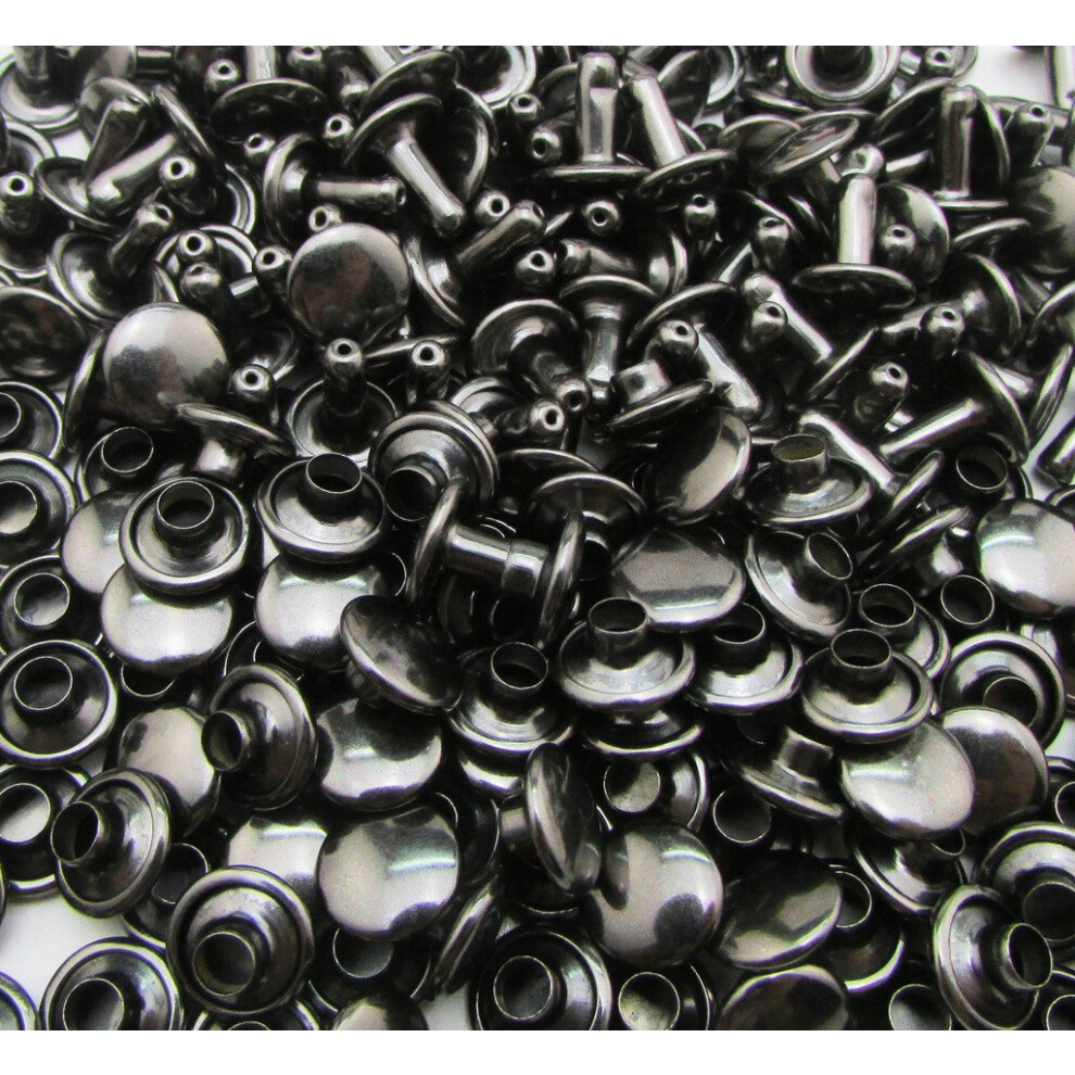 Remaches De Doble Tapa Amanteao De Color Negro Con Tapa Plana De 8 Mm Y Poste De 10 Mm-image